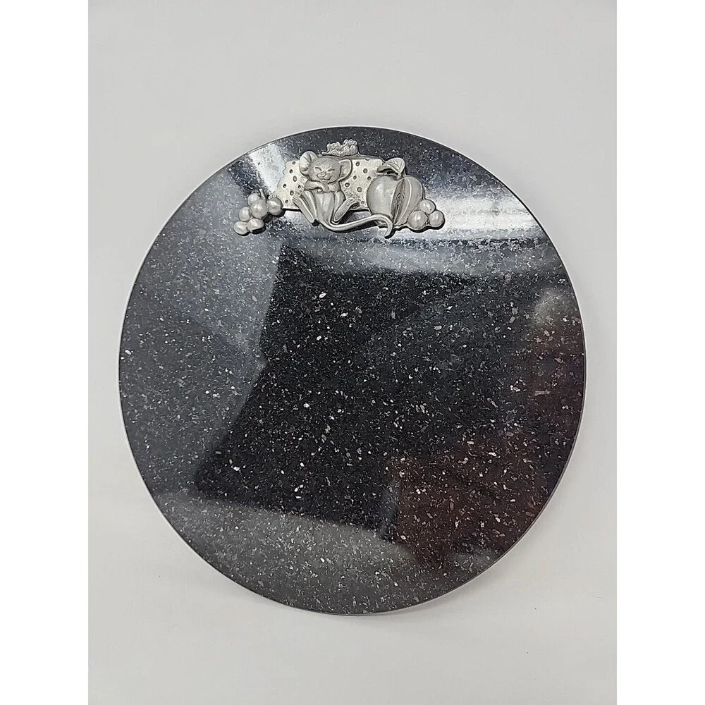 Rock of Ages Black Granite Cheese Board Pewter Mouse Stone Cutting Board